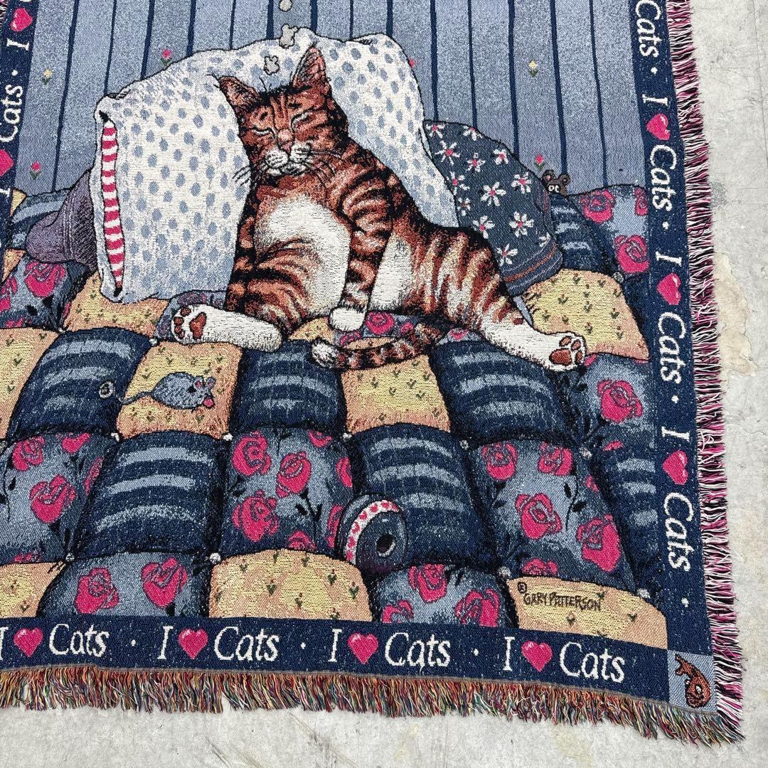 夢見る猫　マルチカバー　ソファーカバー　ヴィンテージラグ182x126