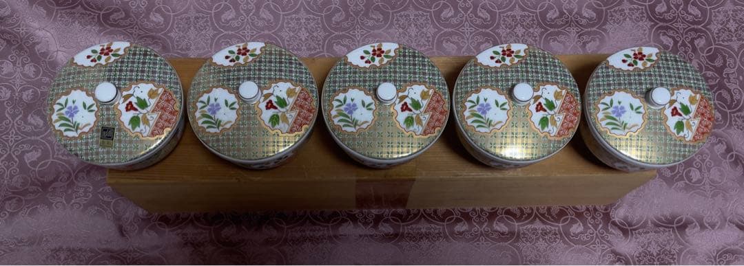 19未使用庫山窯前畑陶器金彩狩衣蓋付煎茶揃五客陶器生産終了超希少プレミアム逸品A