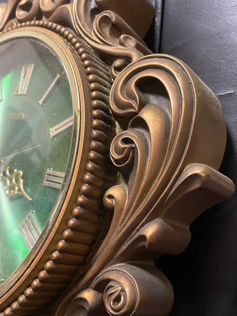 CITIZEN トランジスタ掛時計 グリーン ゴールド