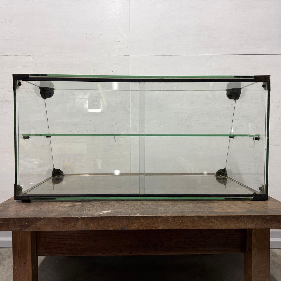 昭和レトロ ガラスケース 卓上 前面 斜め アンティーク ショーケース 陳列棚