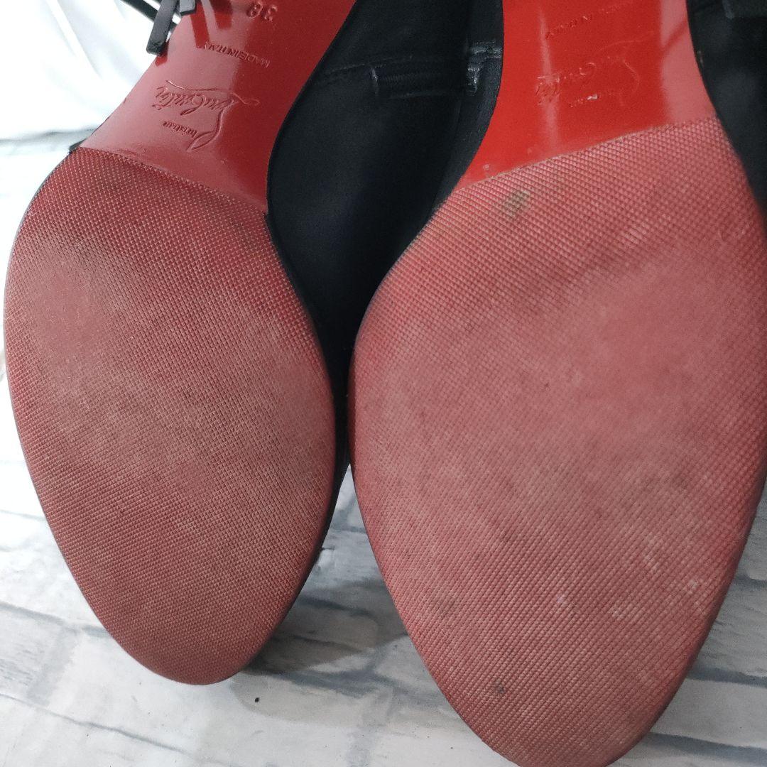 ルブタン　フリンジレザーブーツ　黒　サイドジップ　38