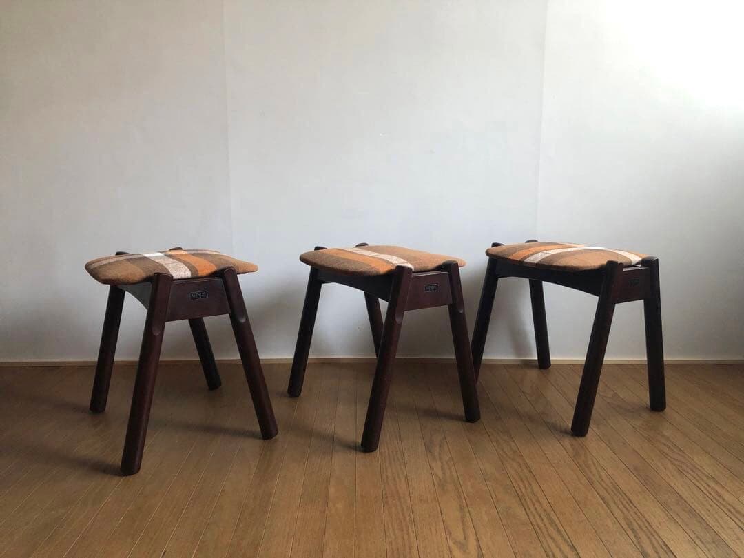 ヴィンテージ WINDS太平 スタッキングスツール3脚セット 飛騨家具 北欧