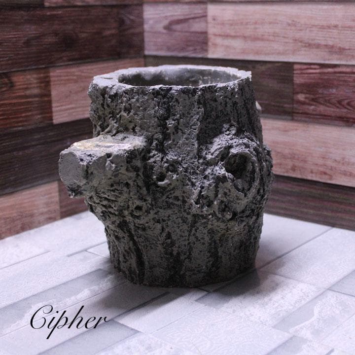 モルタル製　切株　植木鉢　植木鉢カバー　レトロ雑貨　SETO CRAFT　廃盤②