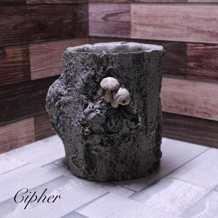 モルタル製　切株　植木鉢　植木鉢カバー　レトロ雑貨　SETO CRAFT　廃盤②