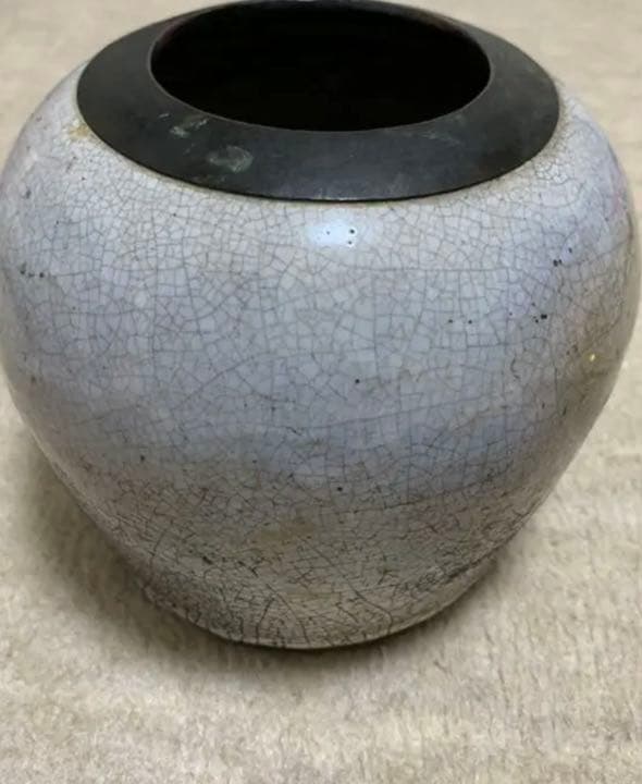古美術 中国清時代 口の象眼細工の銅
