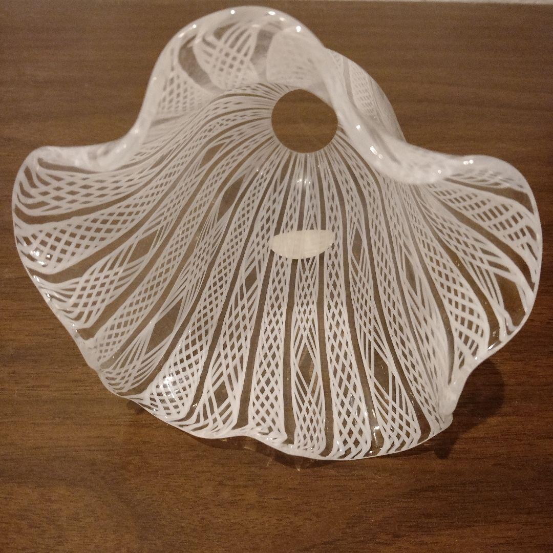 ベネチアンガラス　ムラノ　MURANO　ランプシェード　白　レース　インテリア