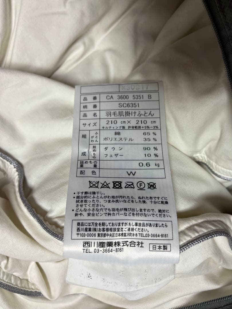 西川 羽毛布団 2枚掛け セット 肌掛け 合掛け クイーンサイズ