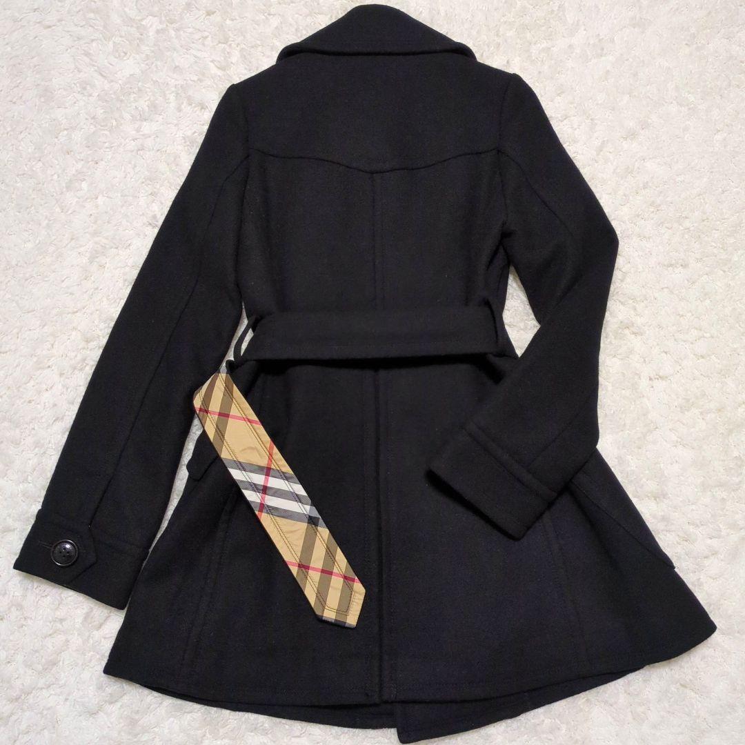 BURBERRY BLUE LABEL♦ノバチェック アンゴラ混コート 黒 38