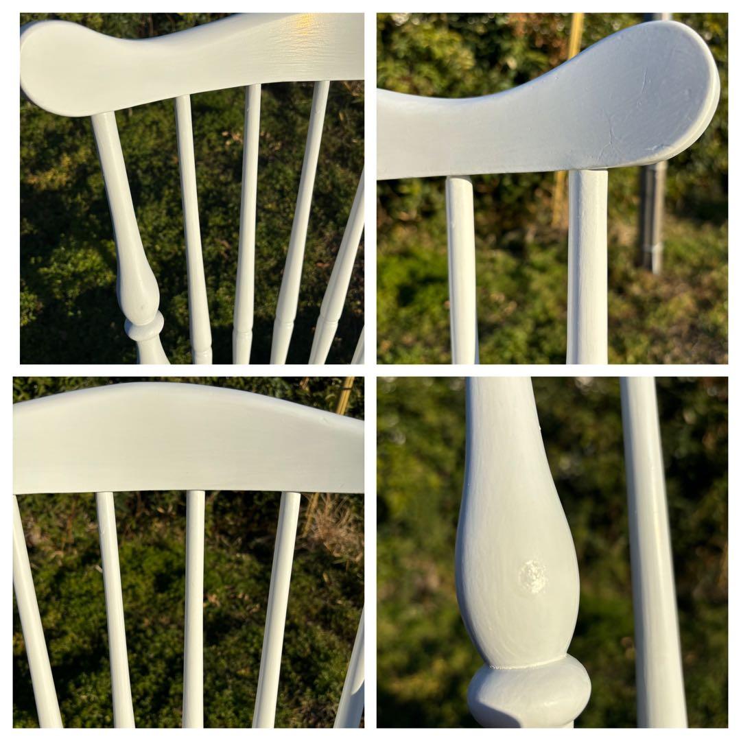 飛騨家具　WINDS太平 白いダイニングチェア② ウィンザーチェア　鋲打ち