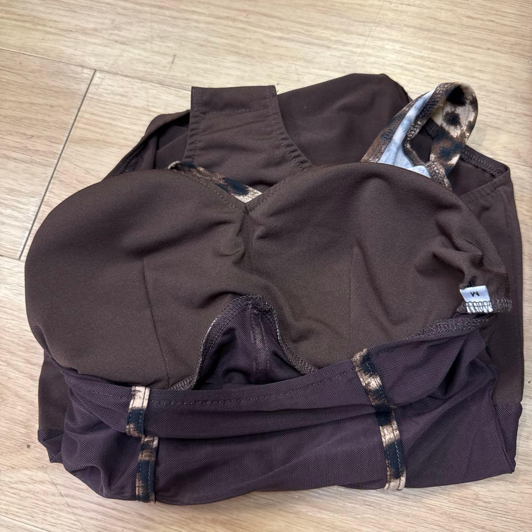 Y5768★S 茶色 黒 アニマル柄 フリンジ ラテンドレス 社交ダンス