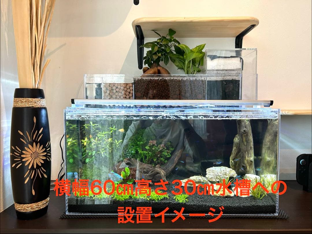 60cm幅水槽用　アクリル上部濾過槽アクアポニックス仕様