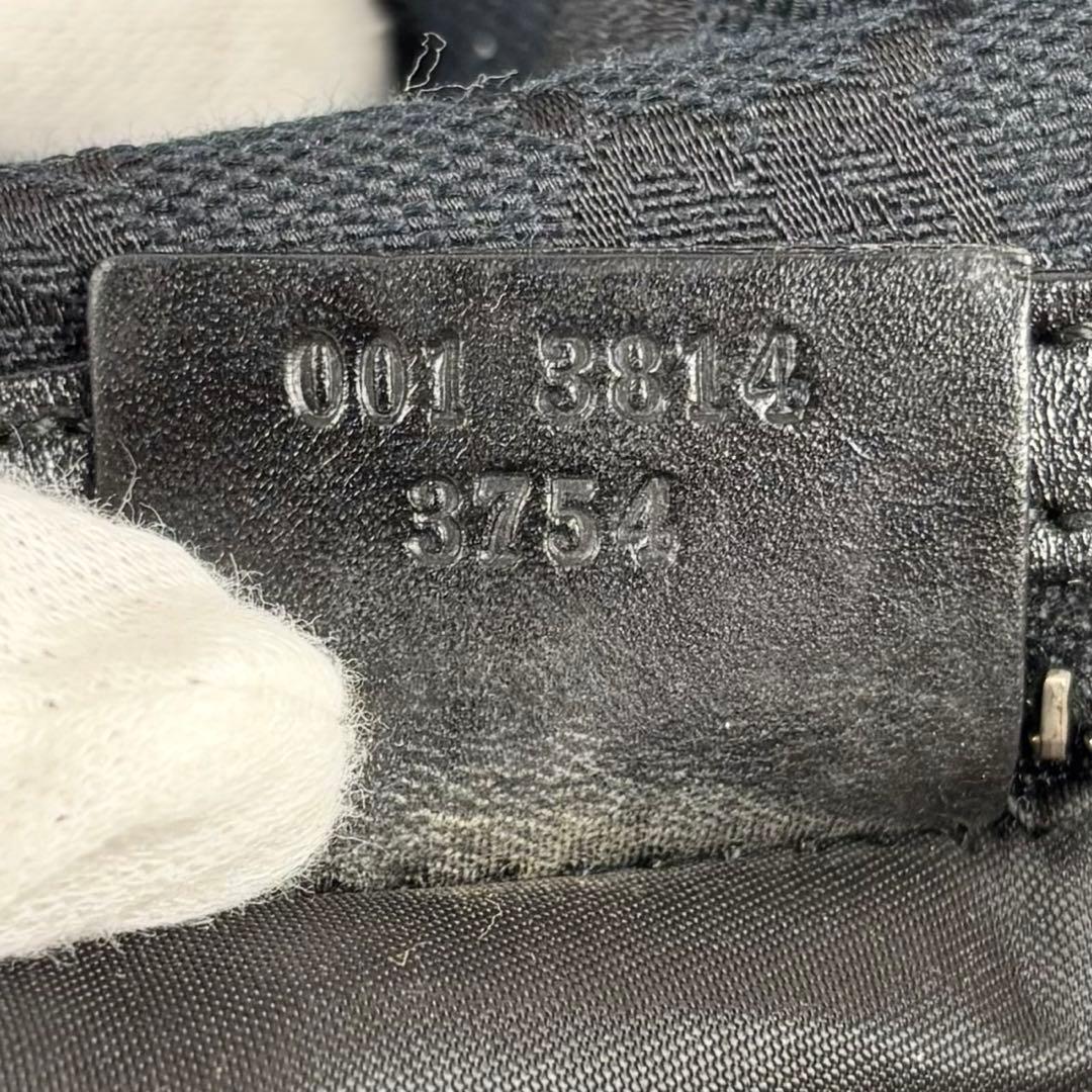 美品 GUCCI キャンバス レザー ワンショルダーバッグ GG 肩掛け 黒