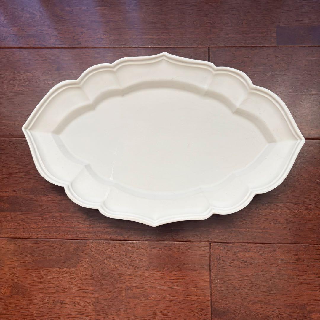 難あり　臼杵焼　オバール皿　L Usukiyaki 臼杵焼き　大皿　金継ぎ用