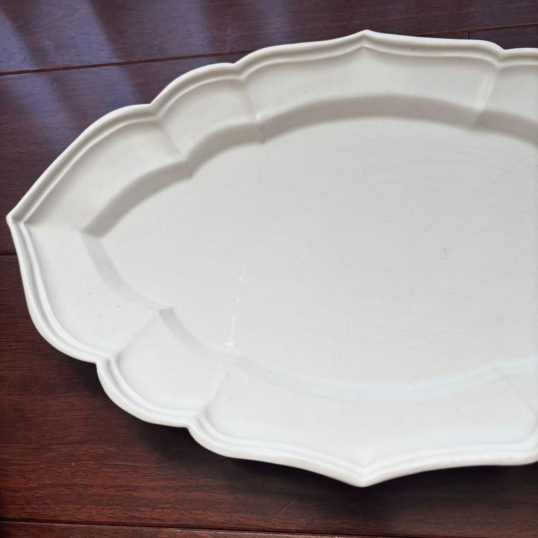 難あり　臼杵焼　オバール皿　L Usukiyaki 臼杵焼き　大皿　金継ぎ用