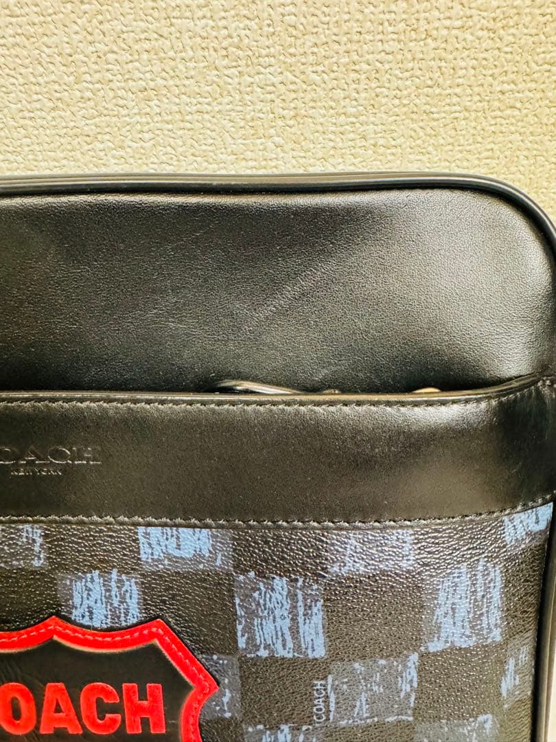 COACH 41 ショルダーバッグ メンズ ブラック チェック柄