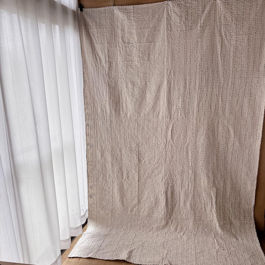 未使用❁エンブロイダリー　アイボリー　パッチワークカンタキルトマルチカバーラグ