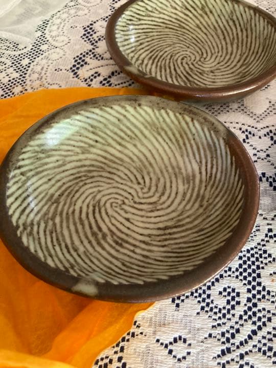 新品　島岡達三　地柚象嵌　縄文楕円組皿