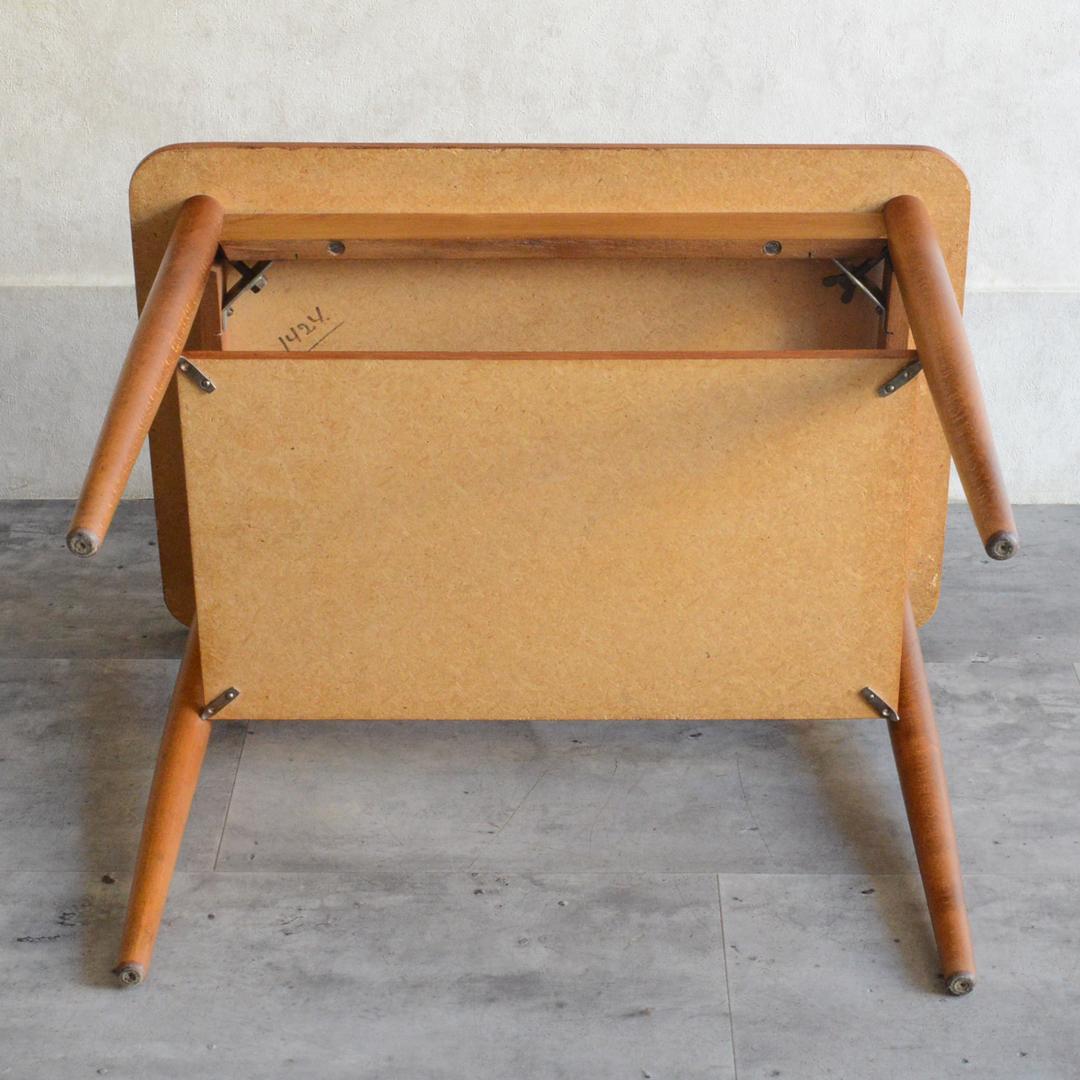 デンマーク 北欧ヴィンテージ チーク サイドテーブル 棚付き 北欧家具