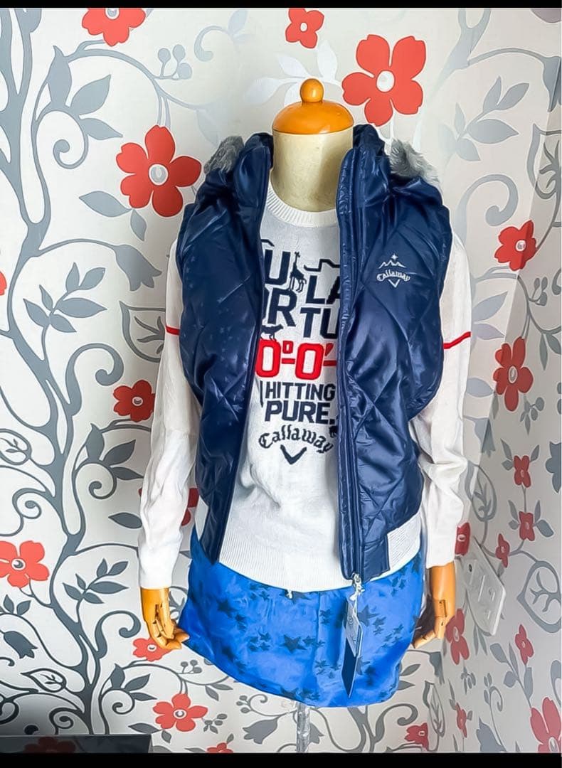 キャロウェイ【新品】ゴルフウェア〈特典有〉４WAY ダウン 保温 ネイビー