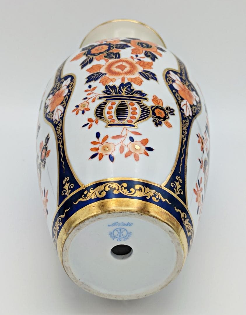 超希少 銘品 オールドノリタケ 金彩花図紋 伊万里 花瓶 英国向け輸出用 裏印