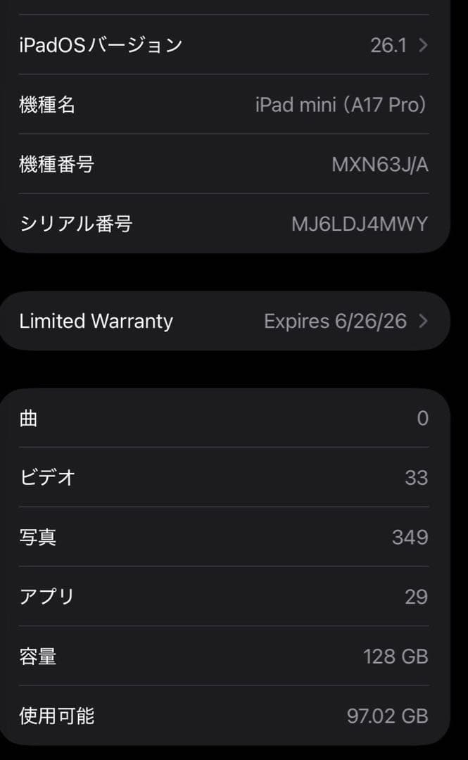 iPad mini 第7世代(wifiのみ 128GB)