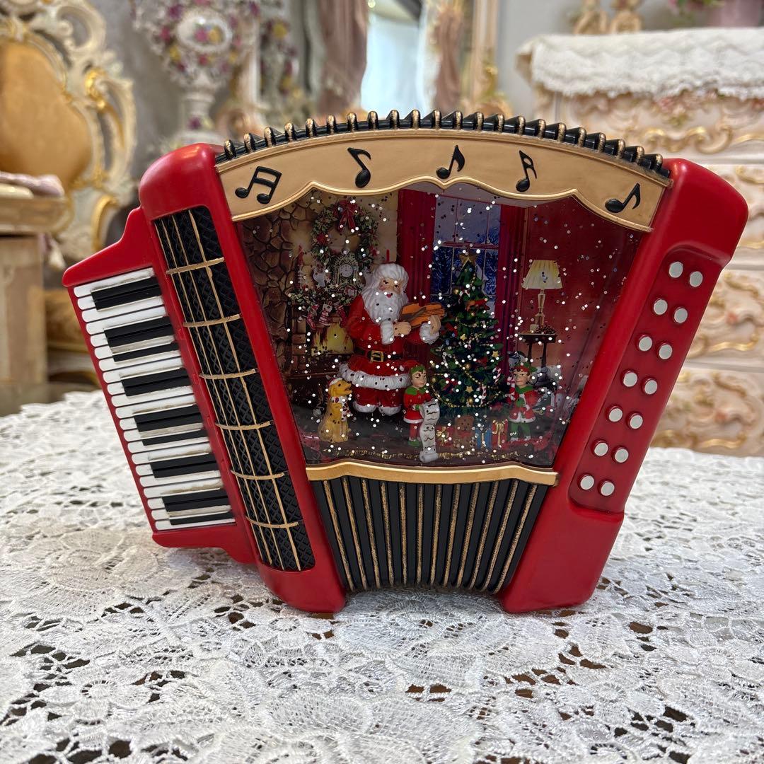 特大サイズ・横広・フラワーアレンジメント・サンタアコーディオンオルゴール合計2点