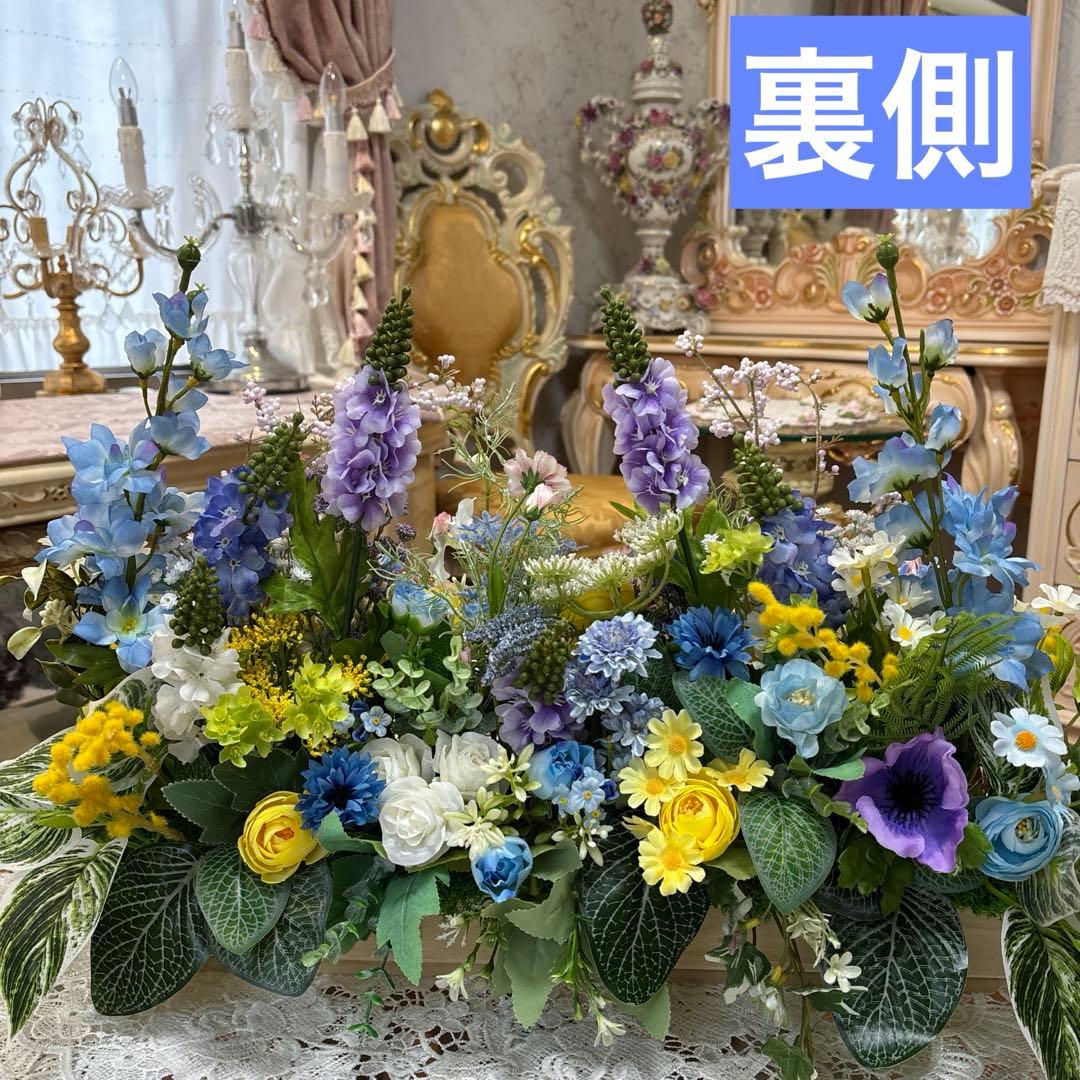 特大サイズ・横広・フラワーアレンジメント・サンタアコーディオンオルゴール合計2点