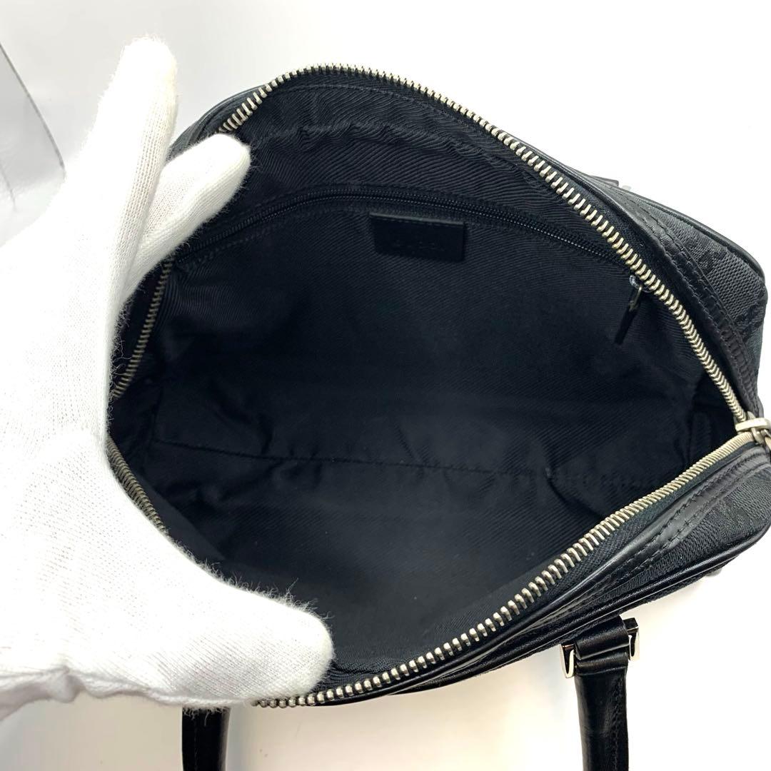 GUCCI グッチ GG柄 ミニボストン ハンドバッグ 黒 キャンバス 正規品