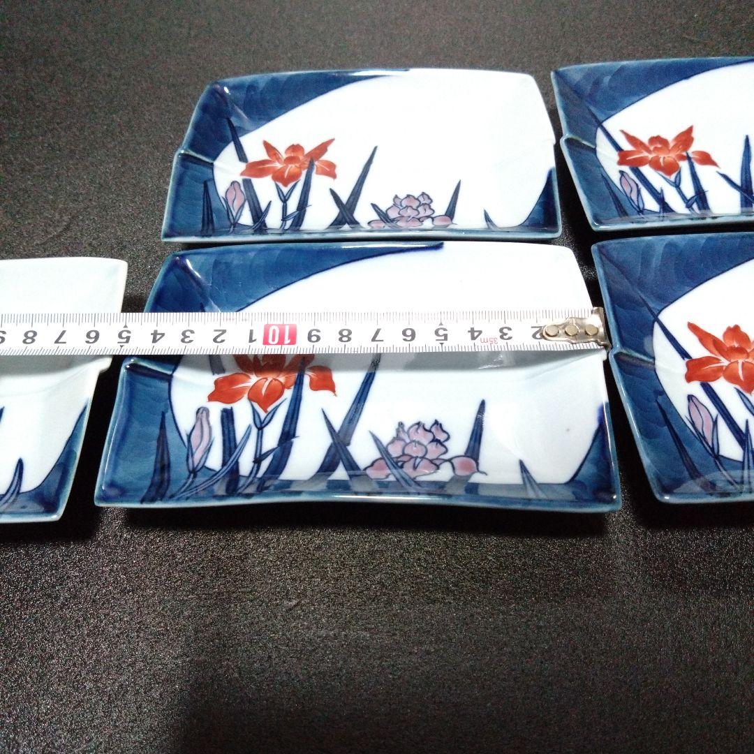 未使用 有田焼 亮秀窯田代亮秀 長角銘々皿5枚　お祝い