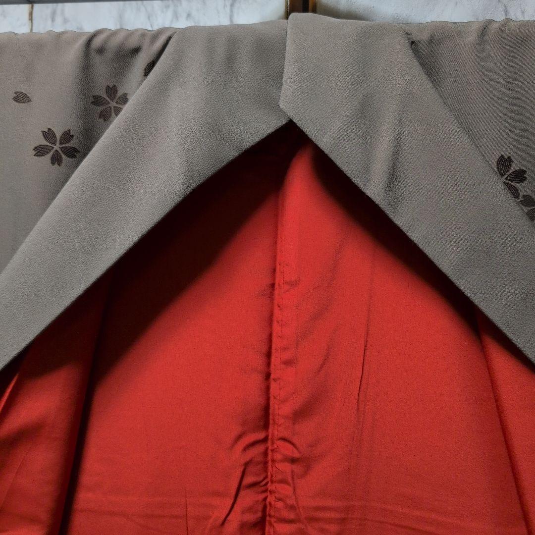 mamamaiii様 絹ポリ　付け下げ茶系　桜さく柄　美品　アッシュブラウン系