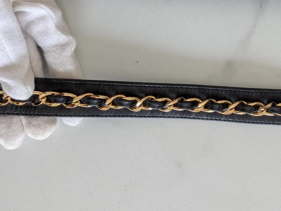 シャネル ウエストポーチ マトラッセ ラムスキン ヴィンテージ 黒