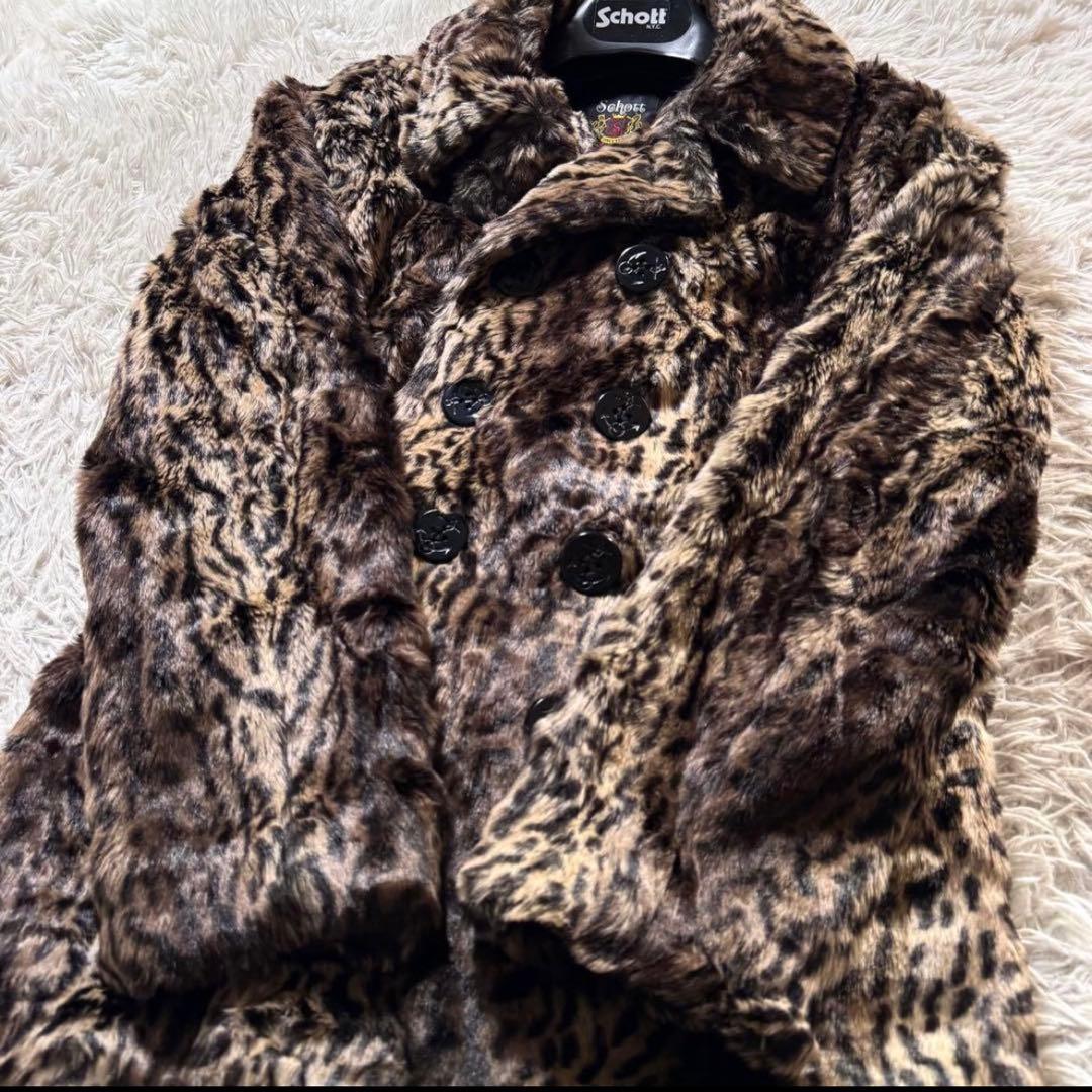 【入手困難レア】schott × MOUSSY レオパードPコート　ピーコート