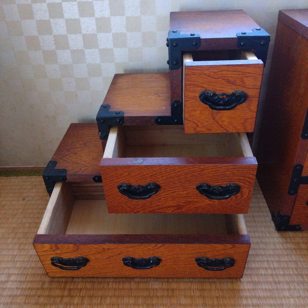 レトロ家具　階段小物入れ右左セット。　盛岡N型