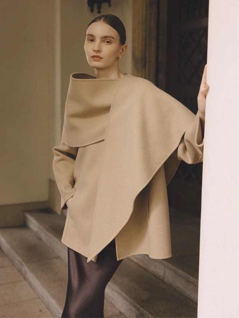 リバーウールミドルマフラーコート/anuans 新品タグ付き