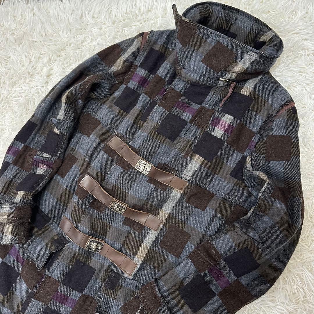 希少　マリテフランソワジルボー　スタッズ　パッチワーク　ロングコート　Lサイズ