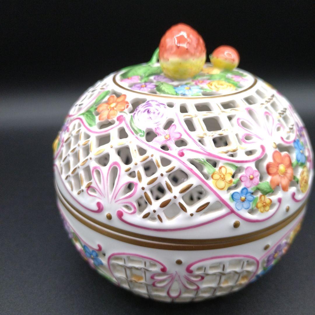 ヘレンド ボンボニール 金彩 透かし オープンワーク