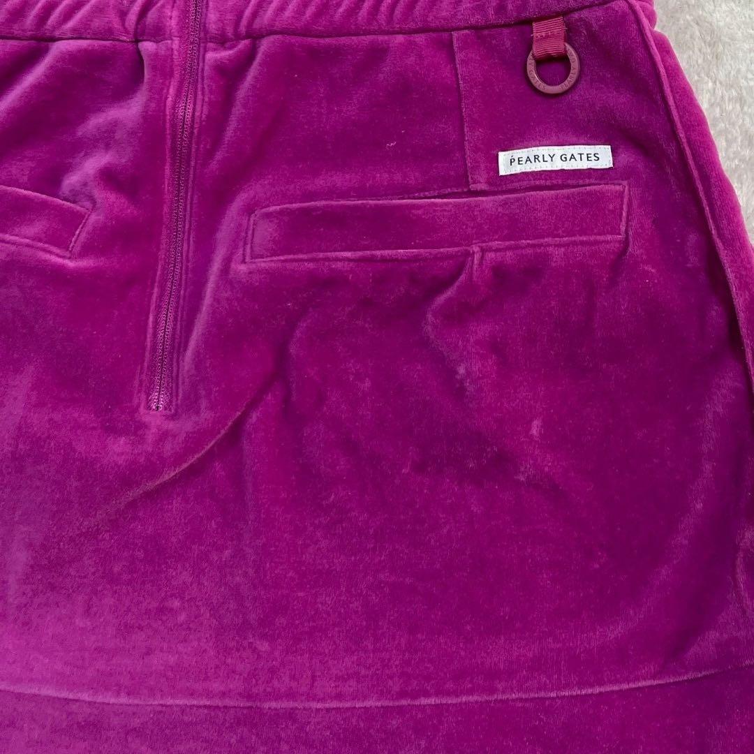 美品　パーリーゲイツ　セットアップ　近年　ベロア モックネック　スカート　ピンク