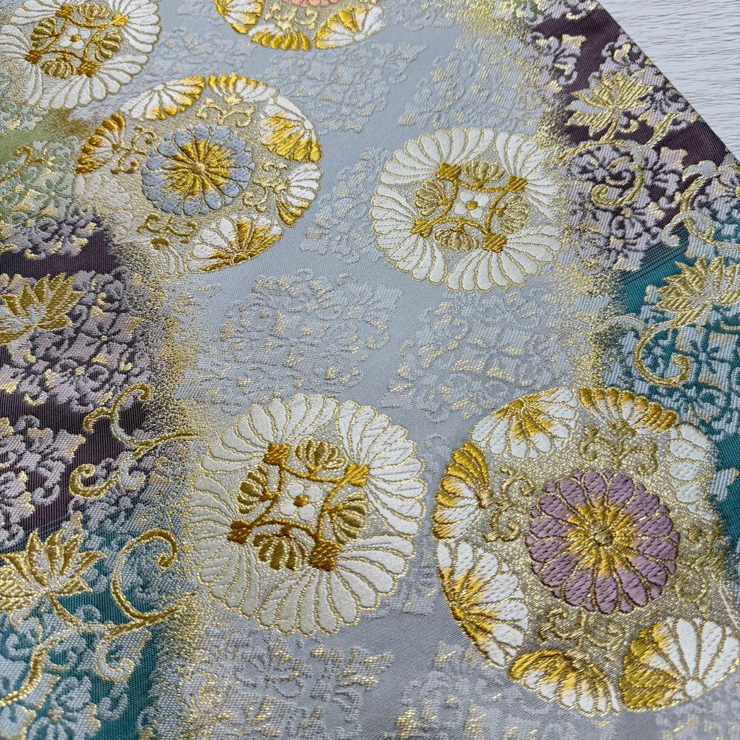 m-82 菱華紋 六通 袋帯 正絹　未使用極美品