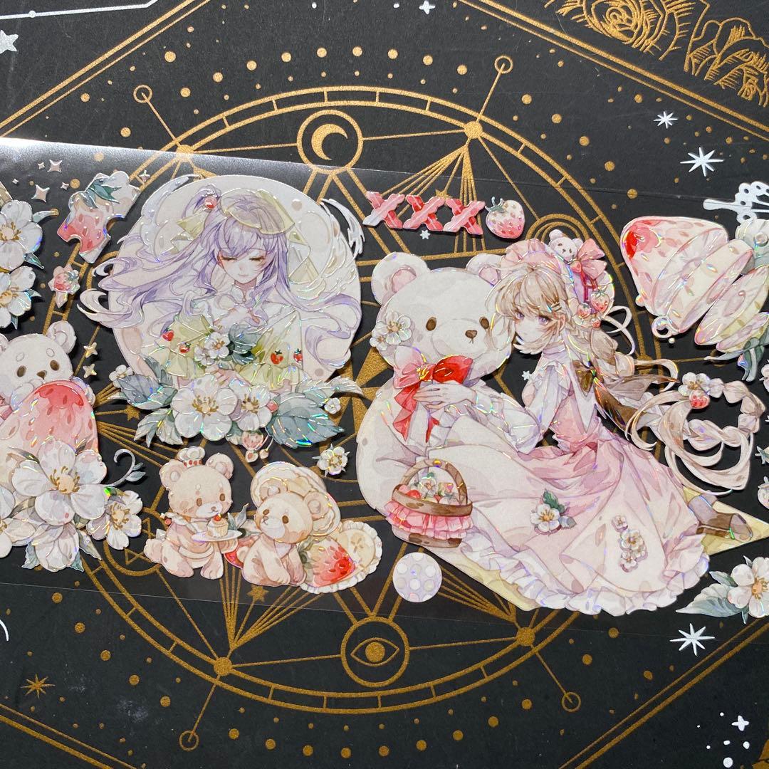 【9193】海外　中古巻　貝殻光マスキングテープ　人物系　熊　女の子　かわいい