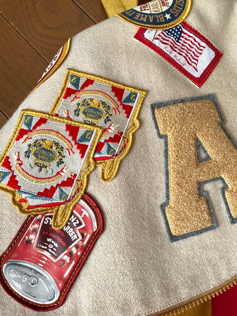 カールヘルム　オールスターワッペン　フード付きベンチコート　スタジャン
