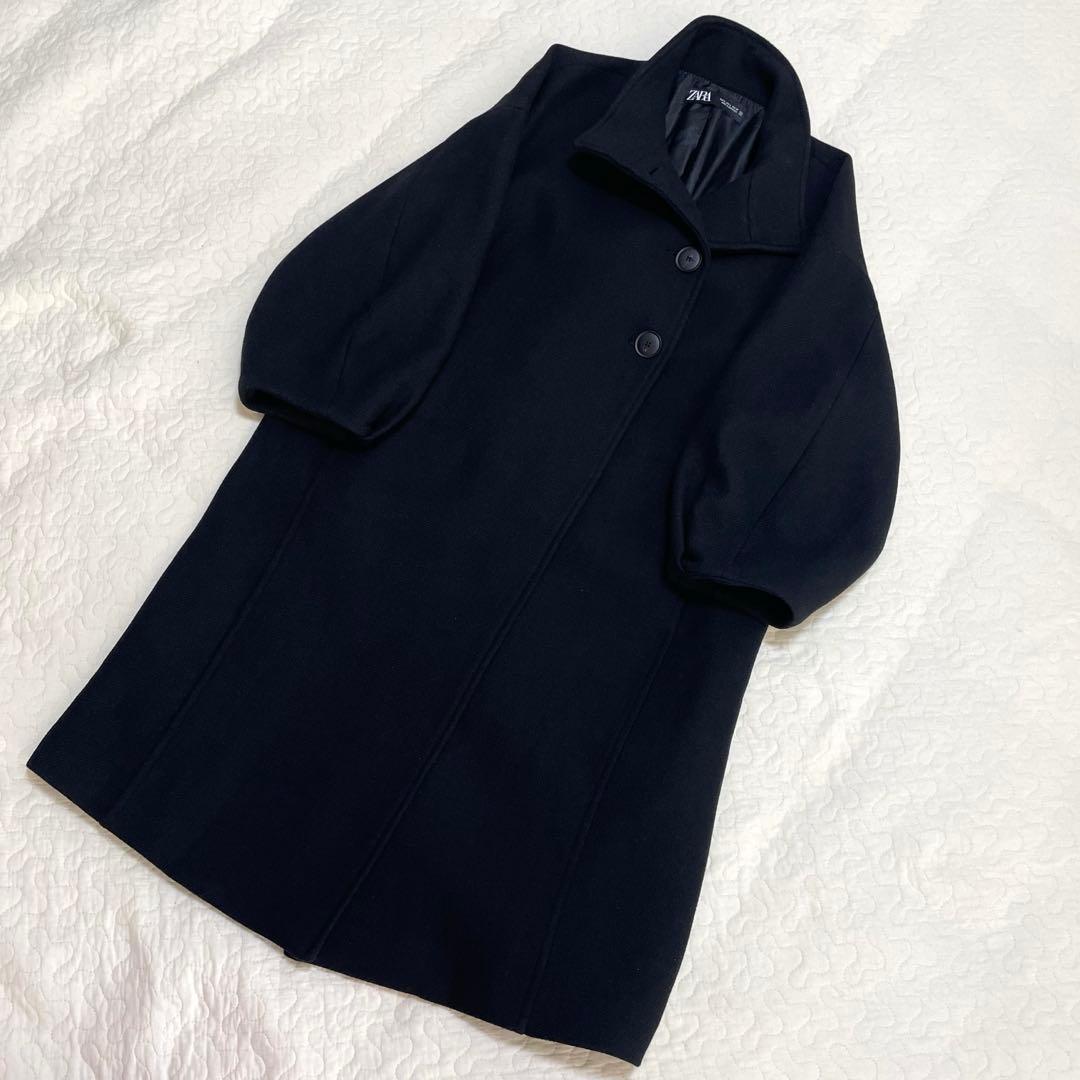完売品　ZARA ウールブレンドハイネックコートロングコート　ウール　Sサイズ