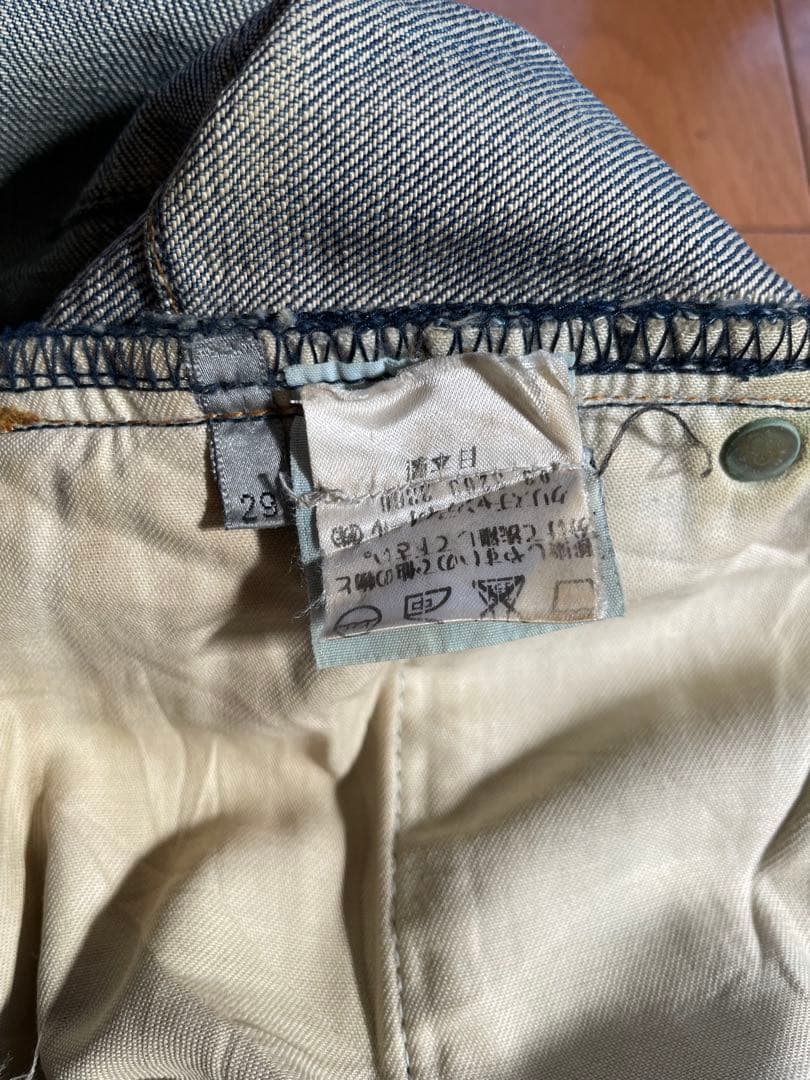 希少　エディ期初期dior homme ラスターコーティングデニム　爪痕