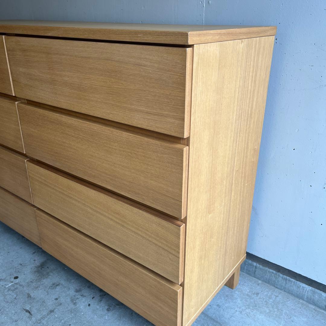 美品・廃盤希少★無印 木製チェスト４段・幅１２０ｃｍ・タモ材・ナチュラル