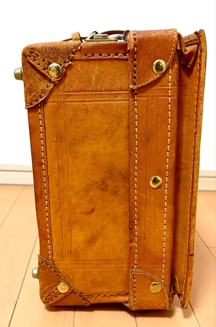 【レア】革製トランクケース アンティークヴィンテージスタイル アサヒビール 鍵付