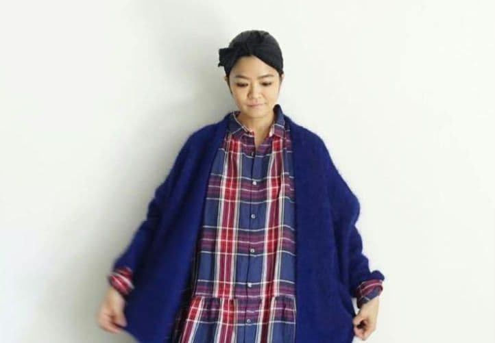 ICHI ウールアルパカローゲージニットカーディガン