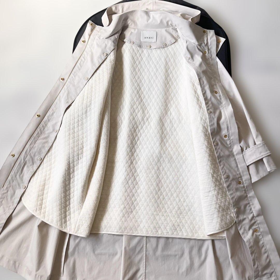 未使用級 アナイ ブライトツイルライナー付モッズコート オフ白 2024✨ 38