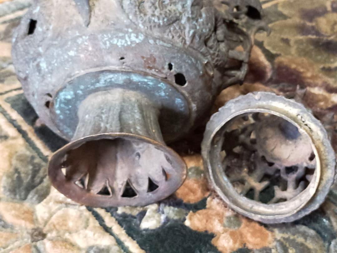 ♥値下げ！とても古い　古銅製　香炉　大型　木箱付き　骨董品　古玩