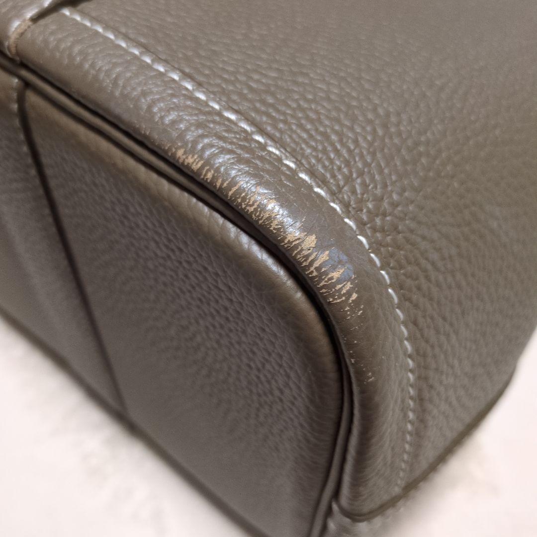 シボ革 レザー バッグ 大 ポーチ付き