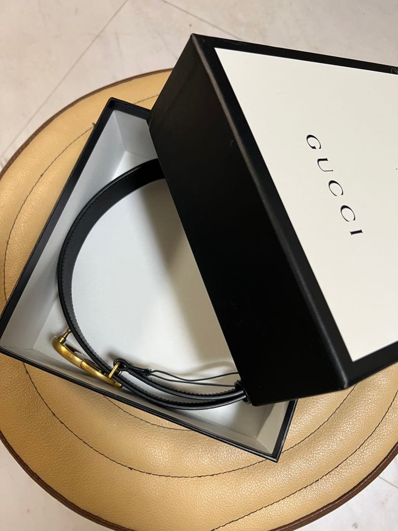 GUCCI ブラック ベルト GGロゴ 80-32 箱付き