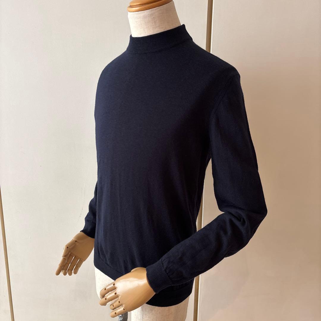 ロベルトコリーナ／モックネックニット／12ゲージ／ダークネイビー／50